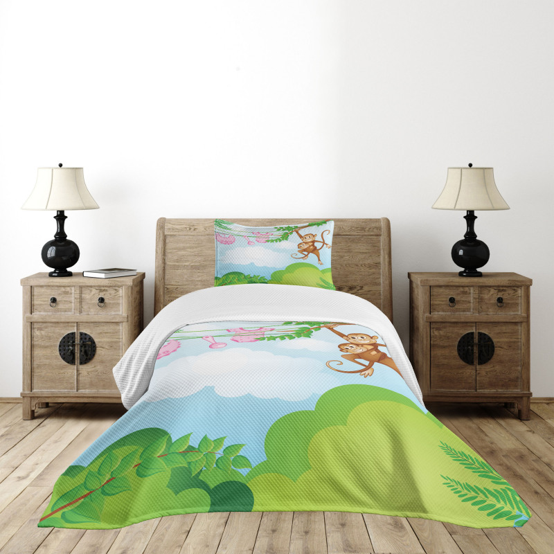 Monkey Swinging Kid Bedspread Set