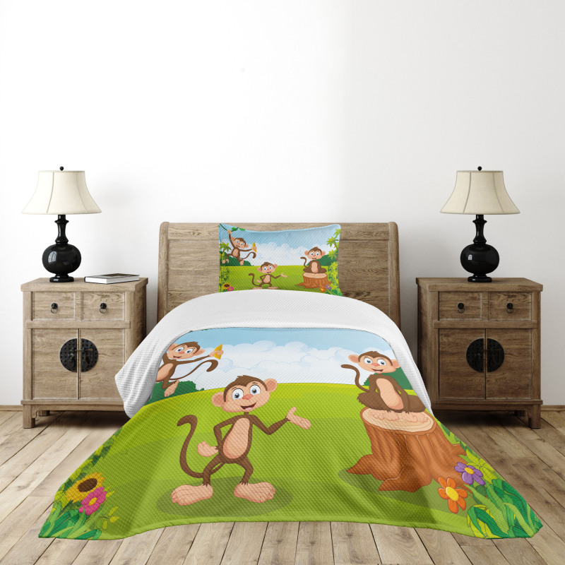 3 Monkeys Safari Bedspread Set
