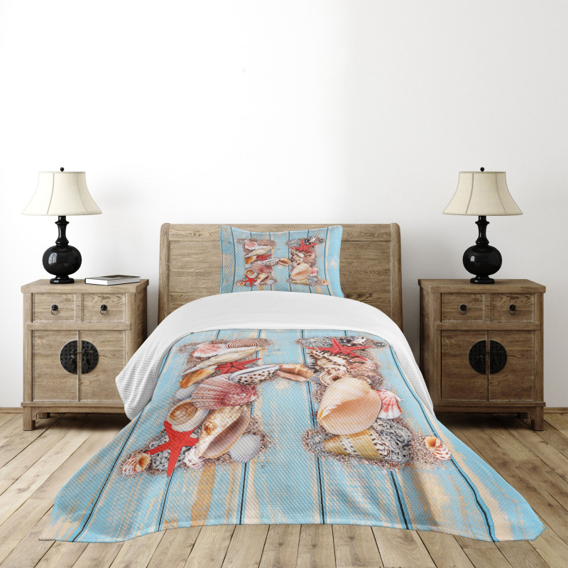 Seashells Starfishes Bedspread Set