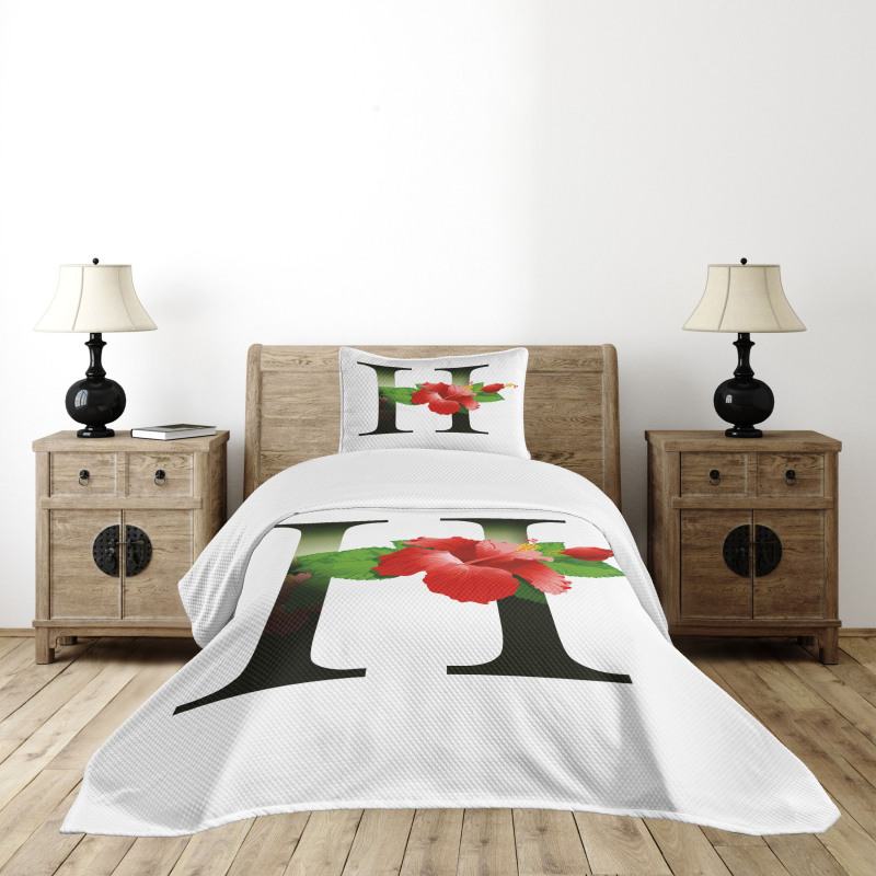 Hibiscus Green Leaves Bedspread Set