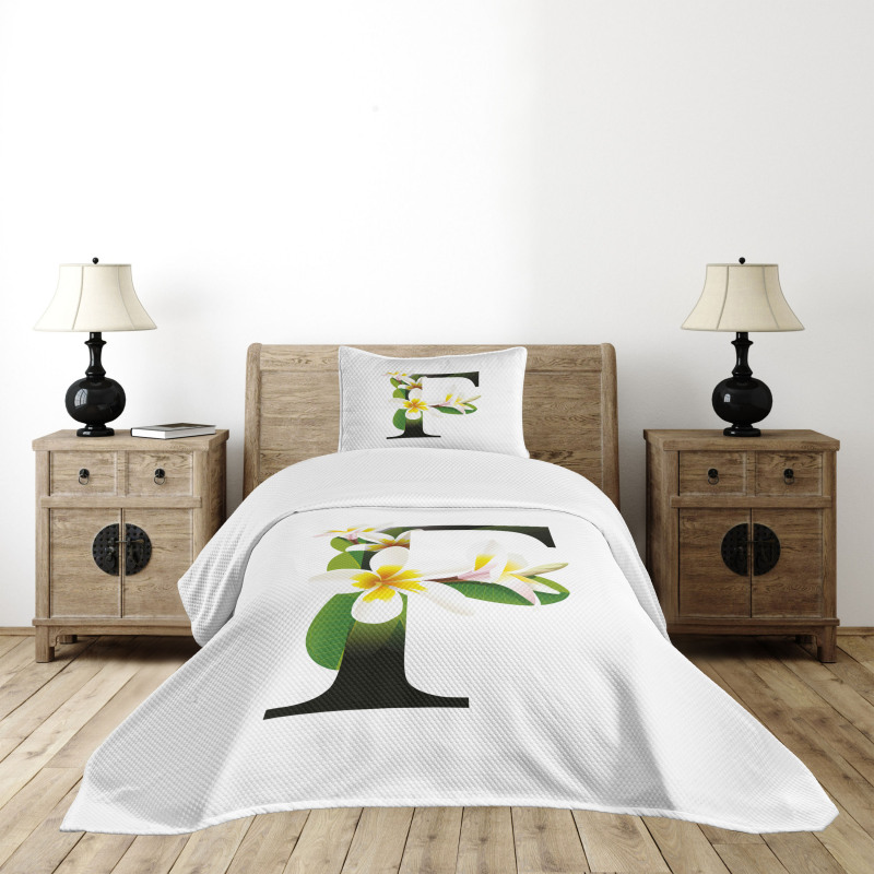 Frangipani Green Theme Bedspread Set