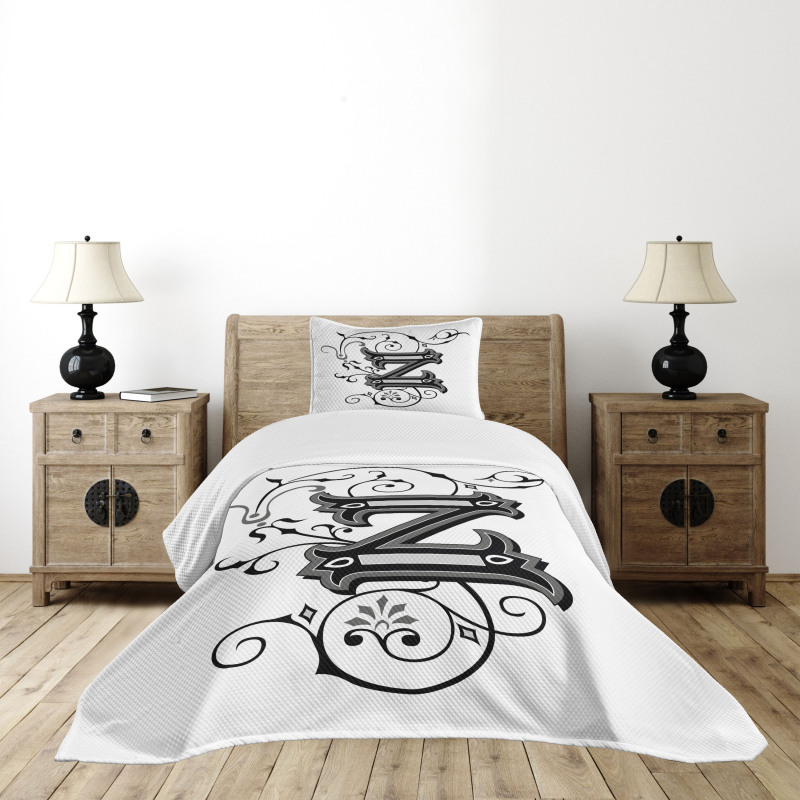 Calligraphic Capital Z Bedspread Set