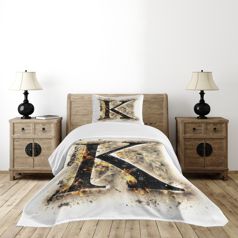 Smoked Letter K ABC Bedspread Set