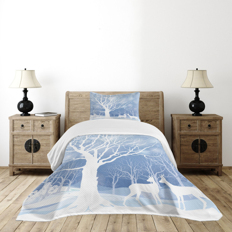 Abstract Winter Deer Bedspread Set