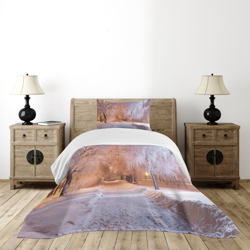 Night Scene Frozen Trees Bedspread Set