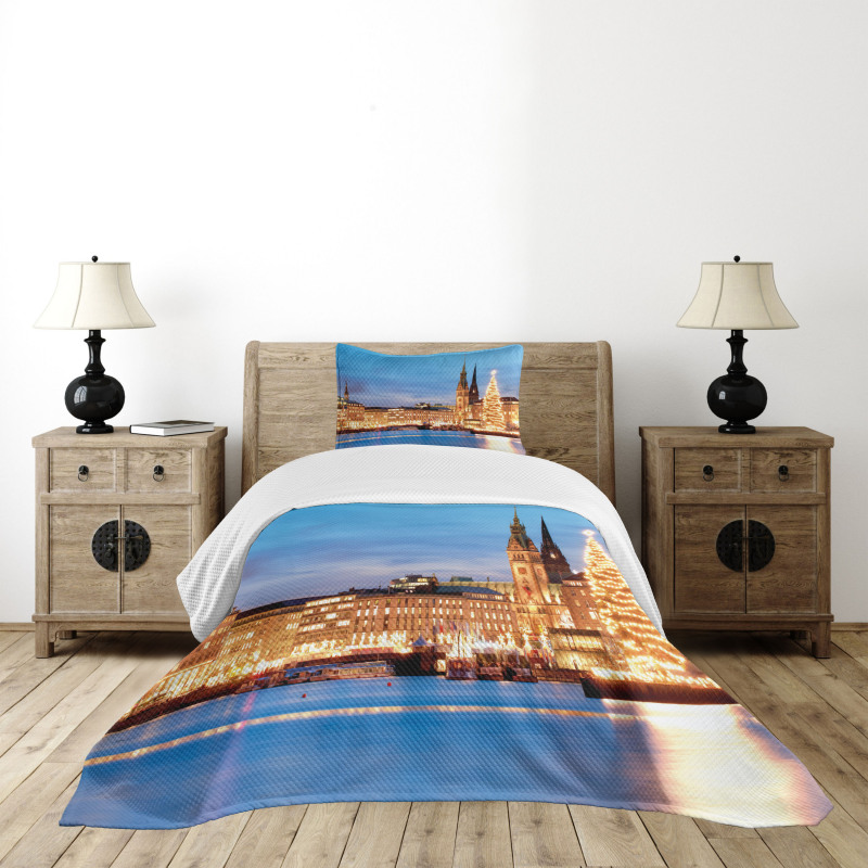 Hamburg Germany Old Town Bedspread Set