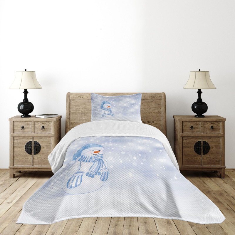 Toddler Snowman Cartoon Bedspread Set