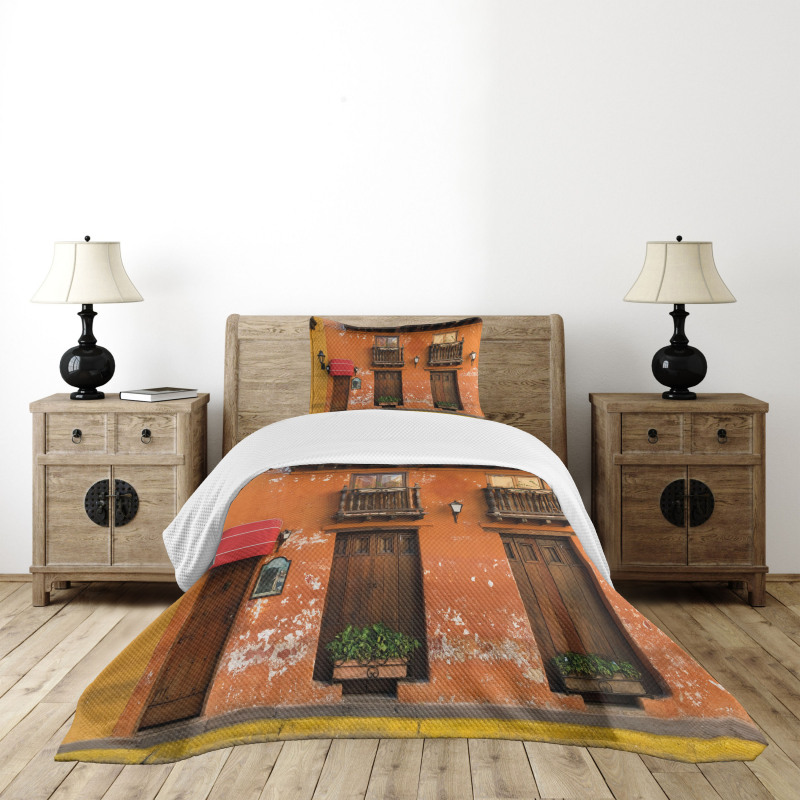 Cartagena Streets Photo Bedspread Set