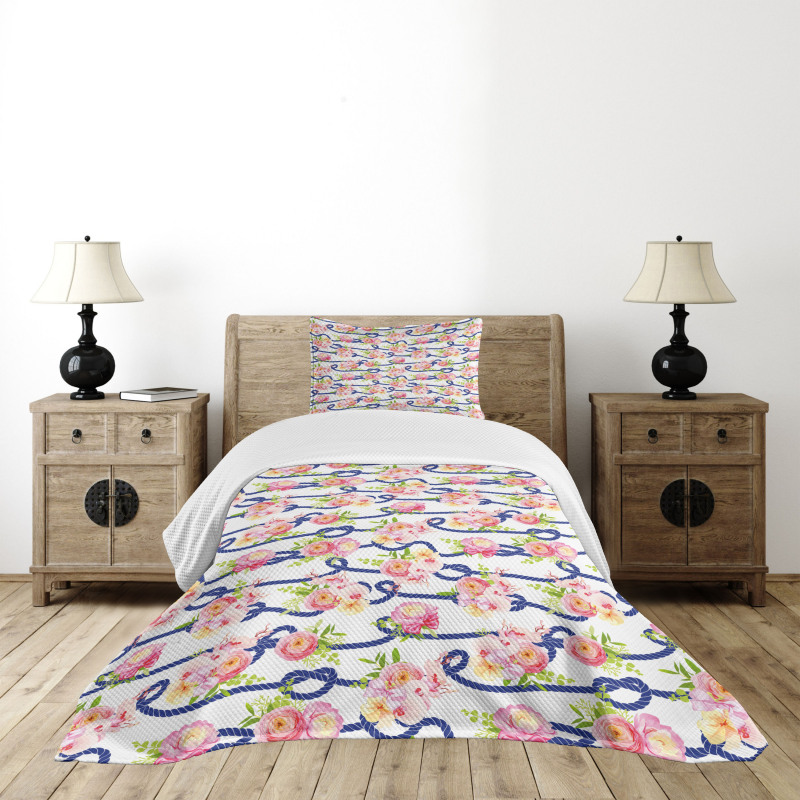 Marine Floral Bedspread Set