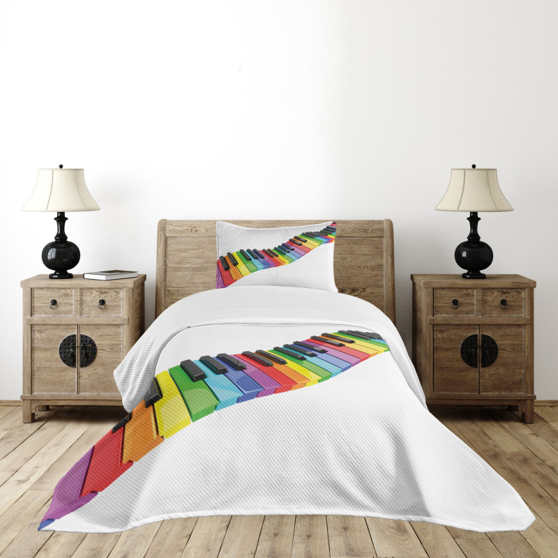 Vibrant Keyboard Arts Bedspread Set