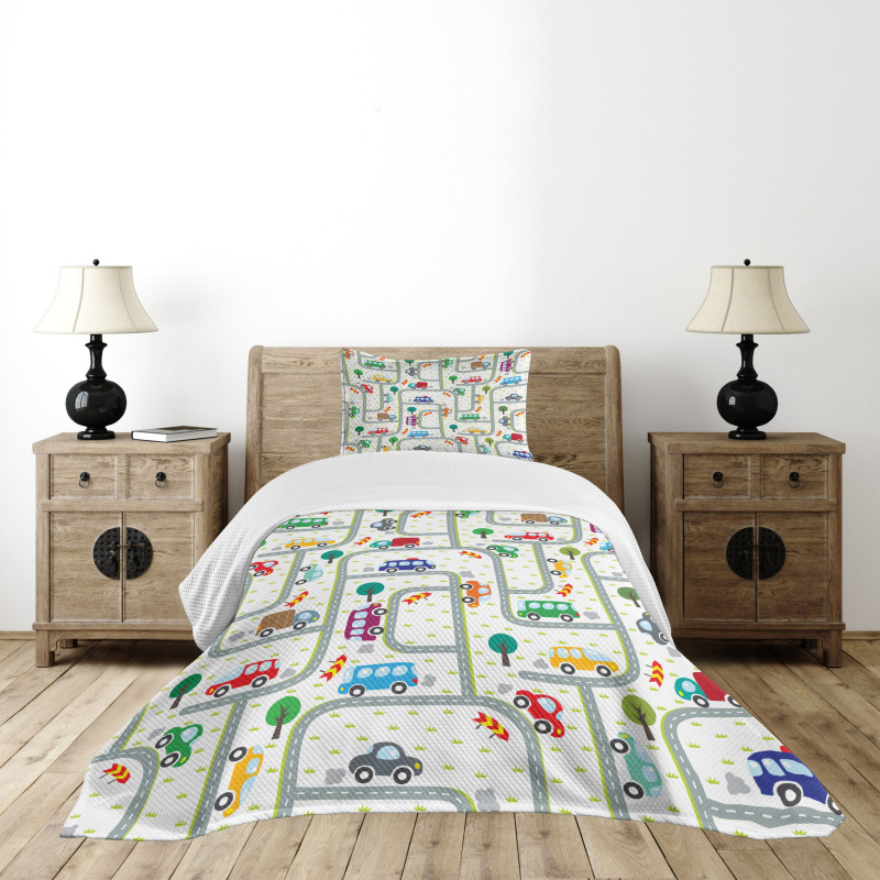 Children on Traffic Bedspread Set