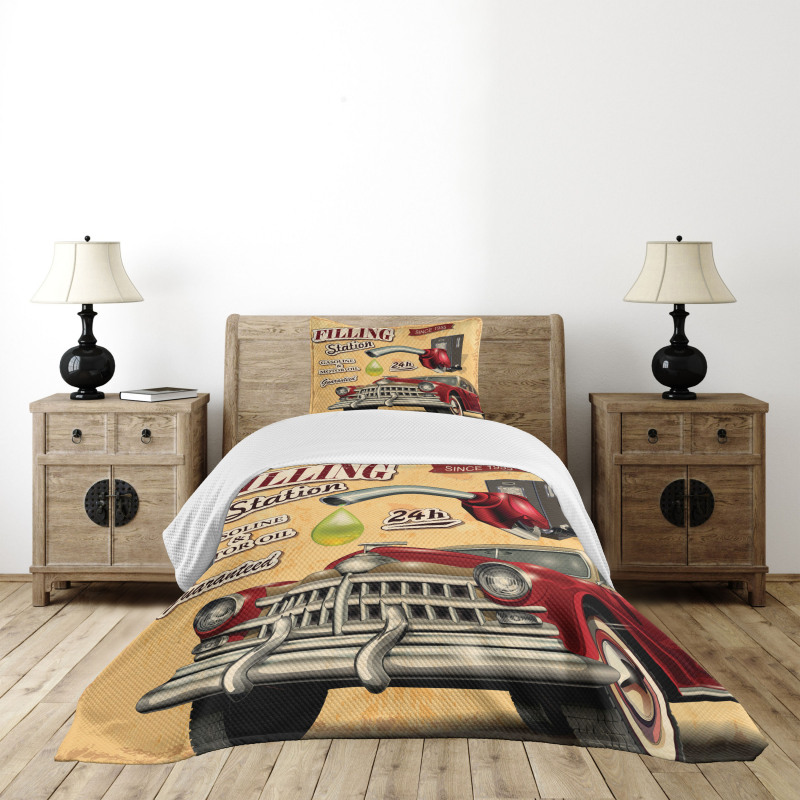 Gasoline Station Vehicle Bedspread Set