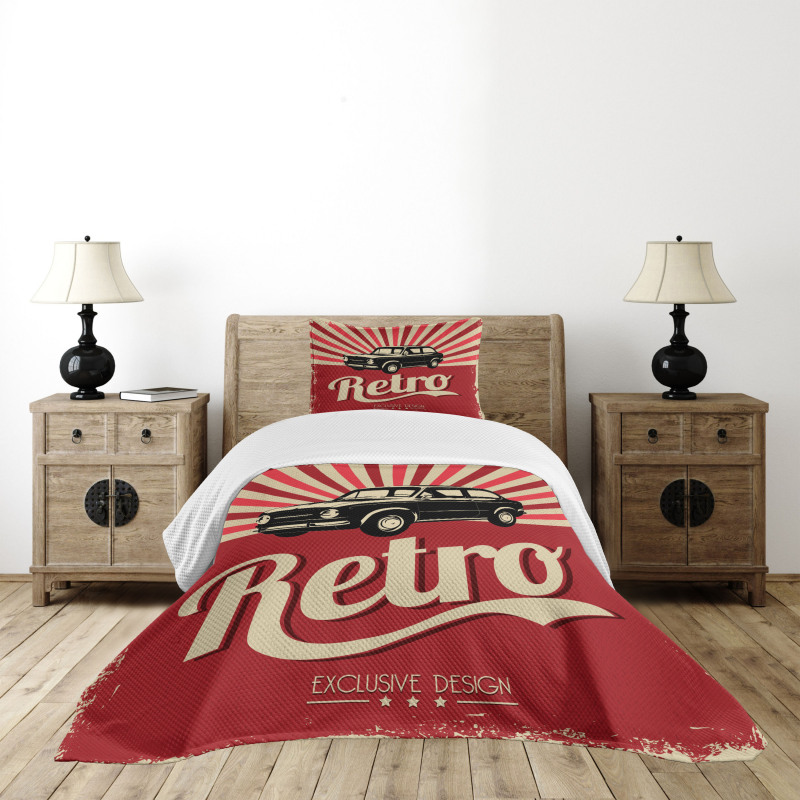 Retro Poster Style Vehicle Bedspread Set