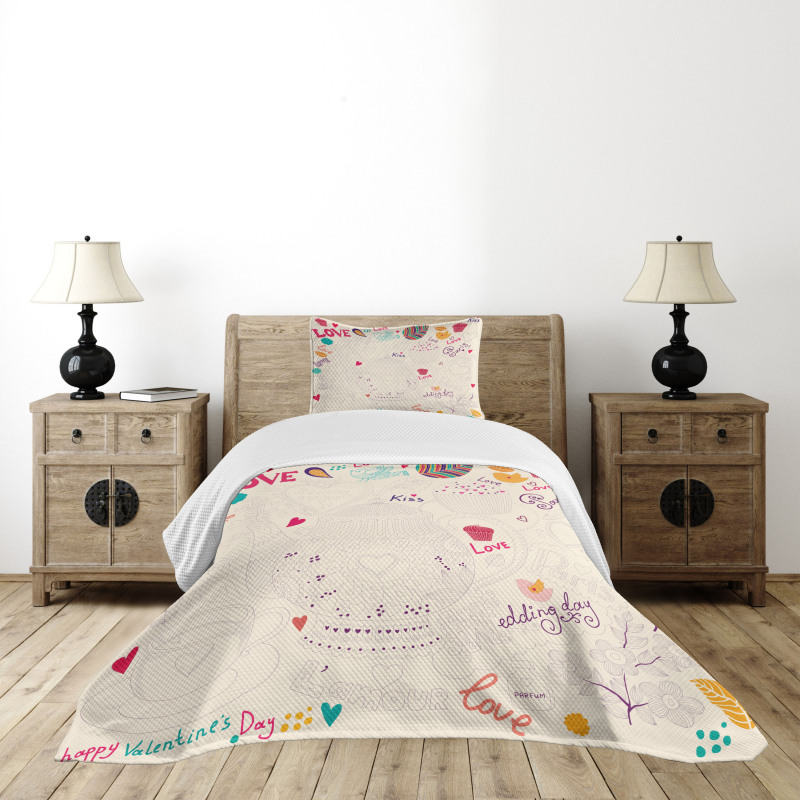 Hand Drawn Doodle Pot Bedspread Set