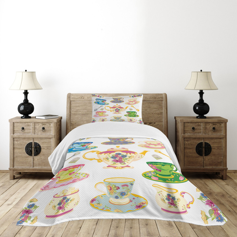 Vivid Teacups Sweets Bedspread Set