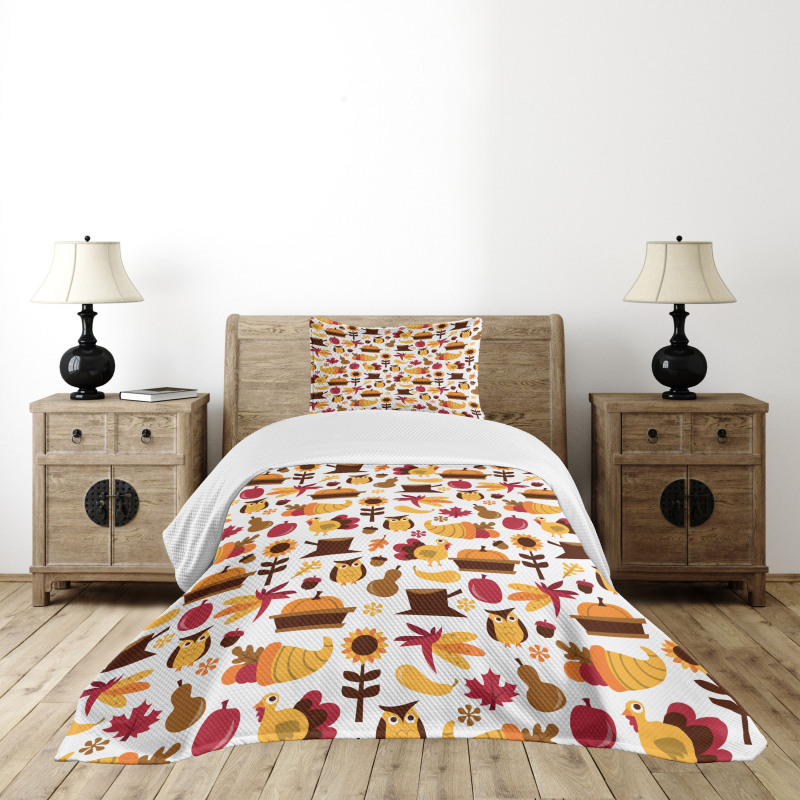 Fall Composition Bedspread Set