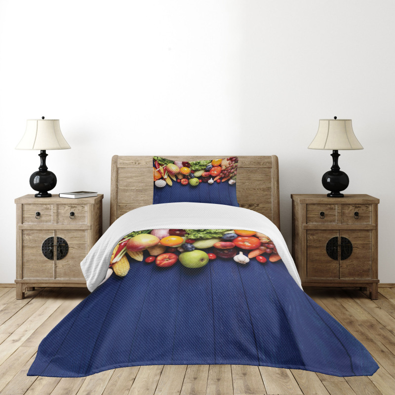 Organic Fresh Fruits Bedspread Set