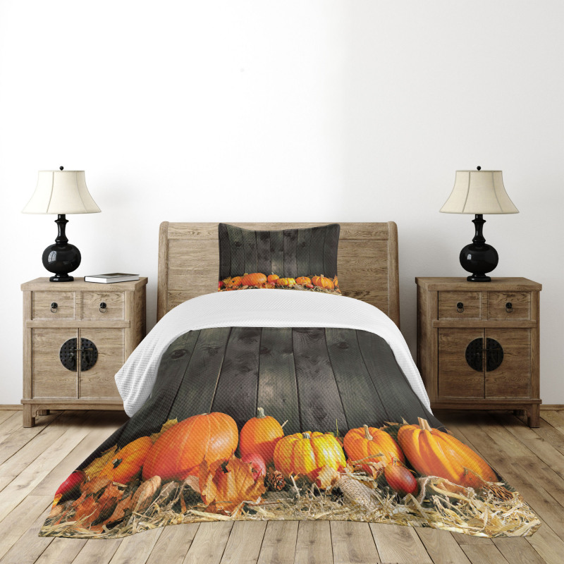 Thanksgiving Pumkins Bedspread Set