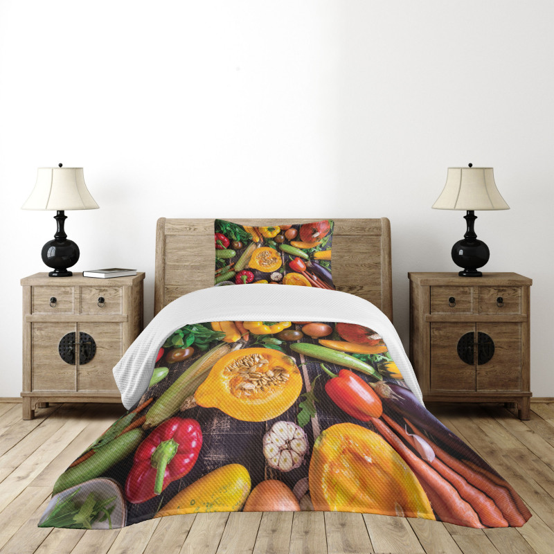 Fresh Vegetables Table Bedspread Set