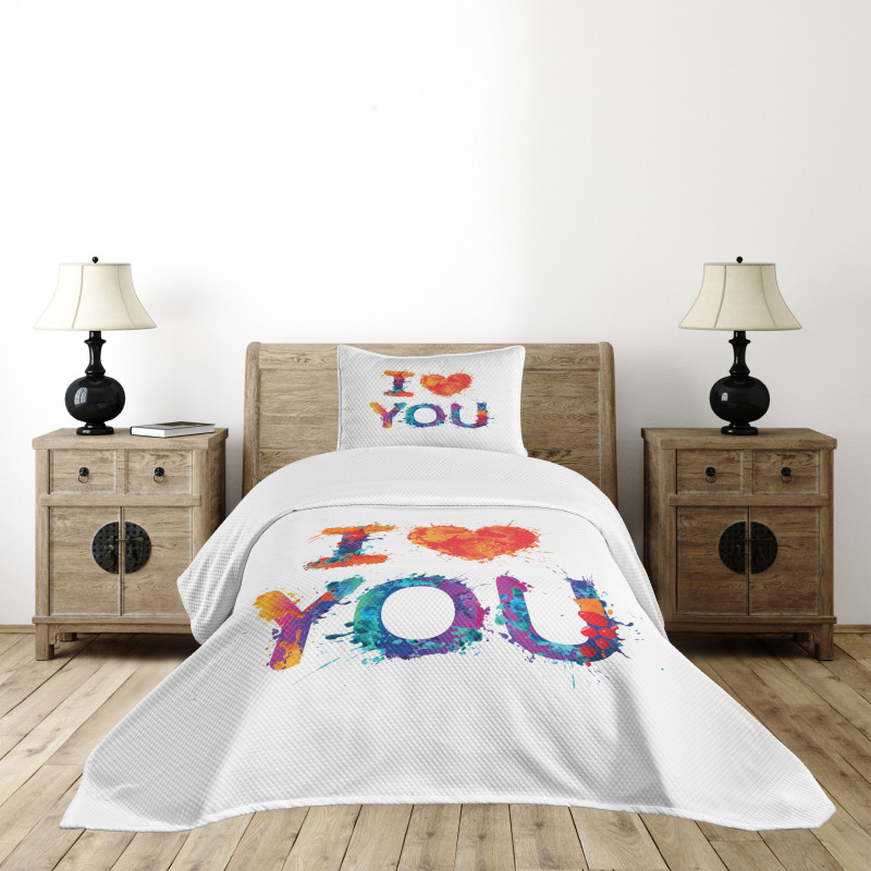 Watercolor Phrase Bedspread Set