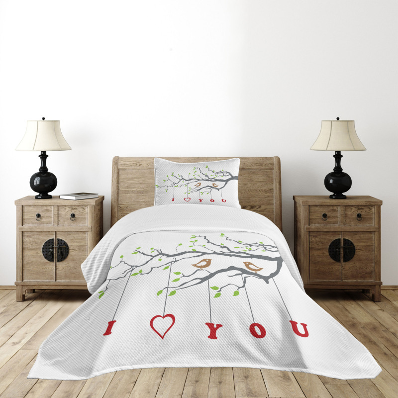 Romantic Birds Tree Bedspread Set