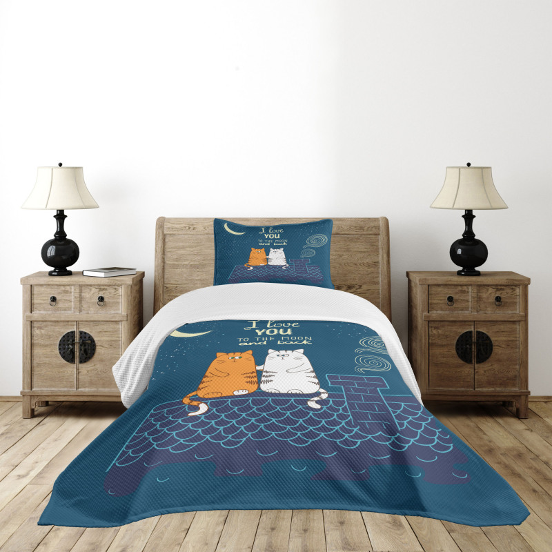 Love Cats on Roof Bedspread Set