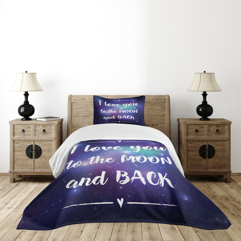 Outer Space Phrase Bedspread Set