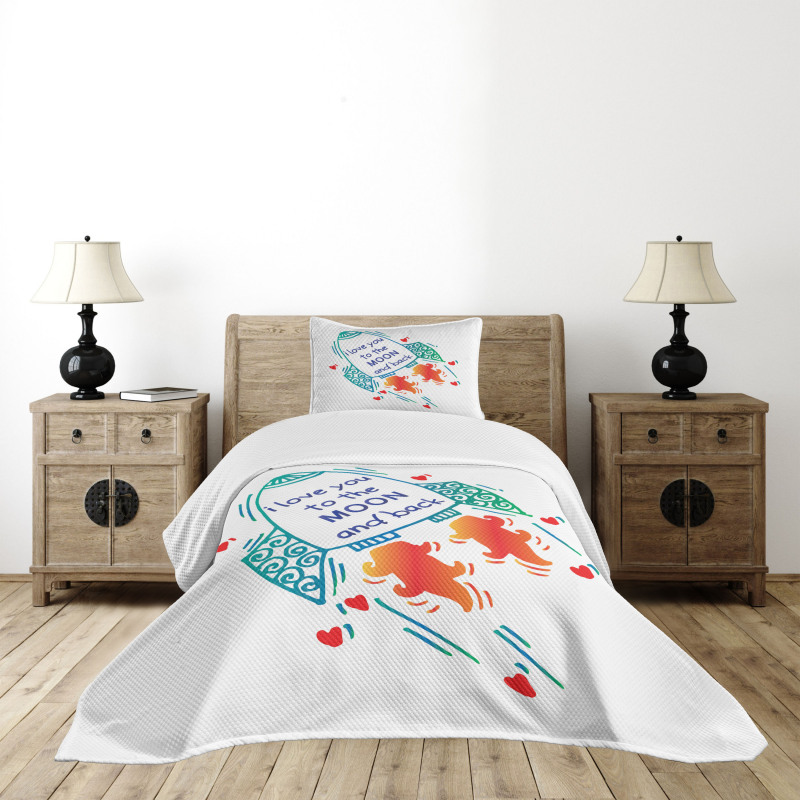 Rocket in Space Bedspread Set