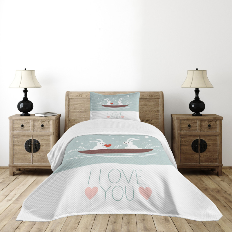 Rabbit Couple Sail Bedspread Set