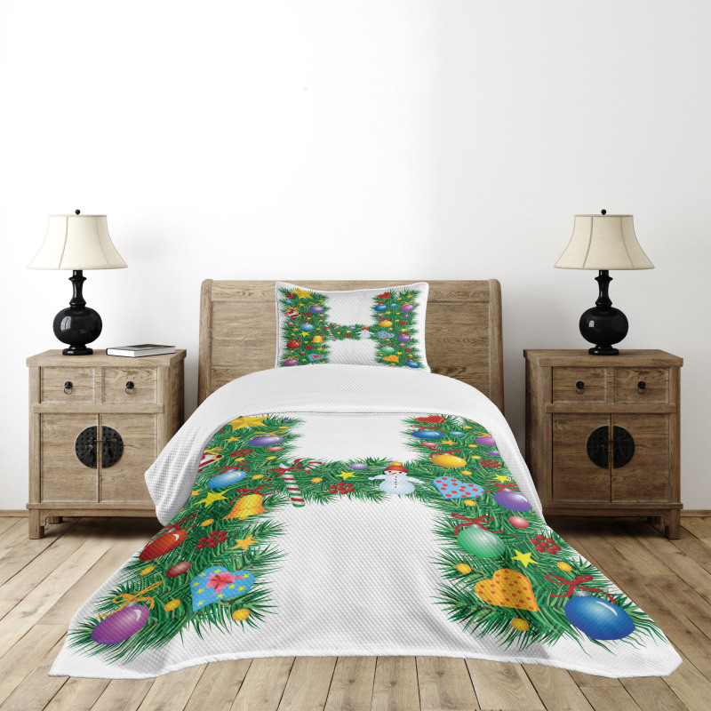 Uppercase Letter Tree Bedspread Set