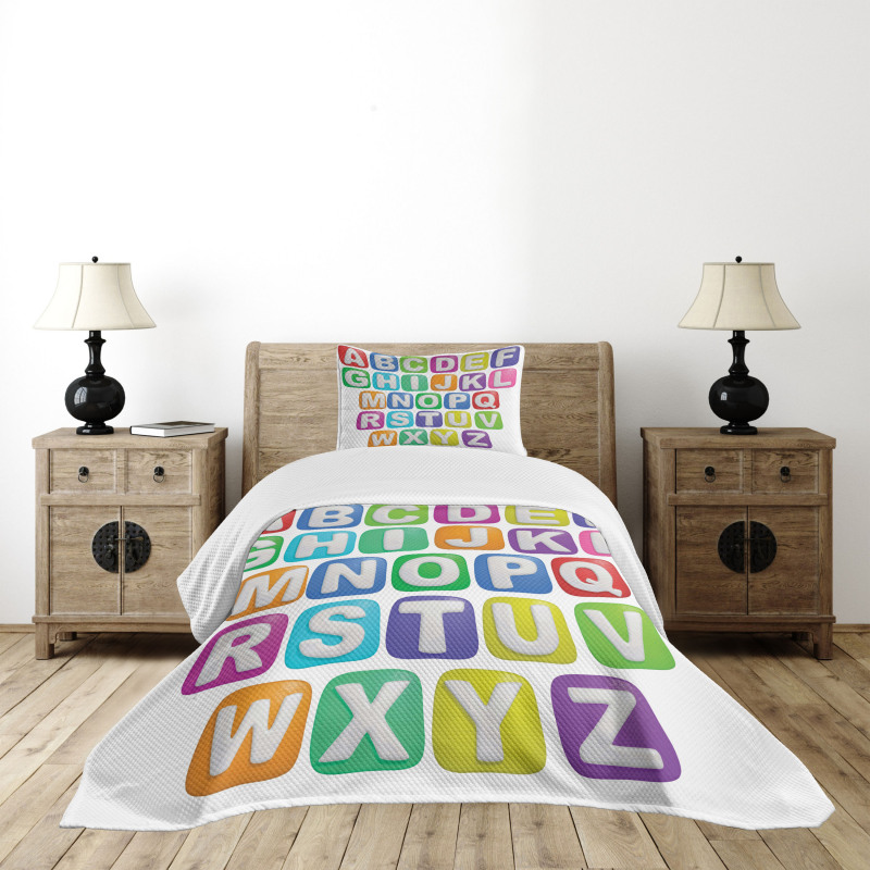 Colorful Alphabet Set Bedspread Set