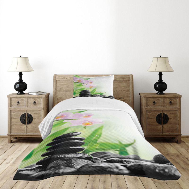 Basalt Stones Orchid Bedspread Set