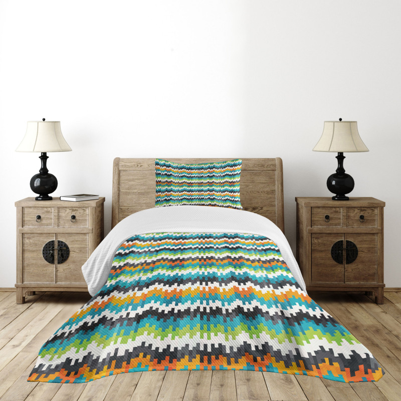 Trippy Forms Motif Bedspread Set