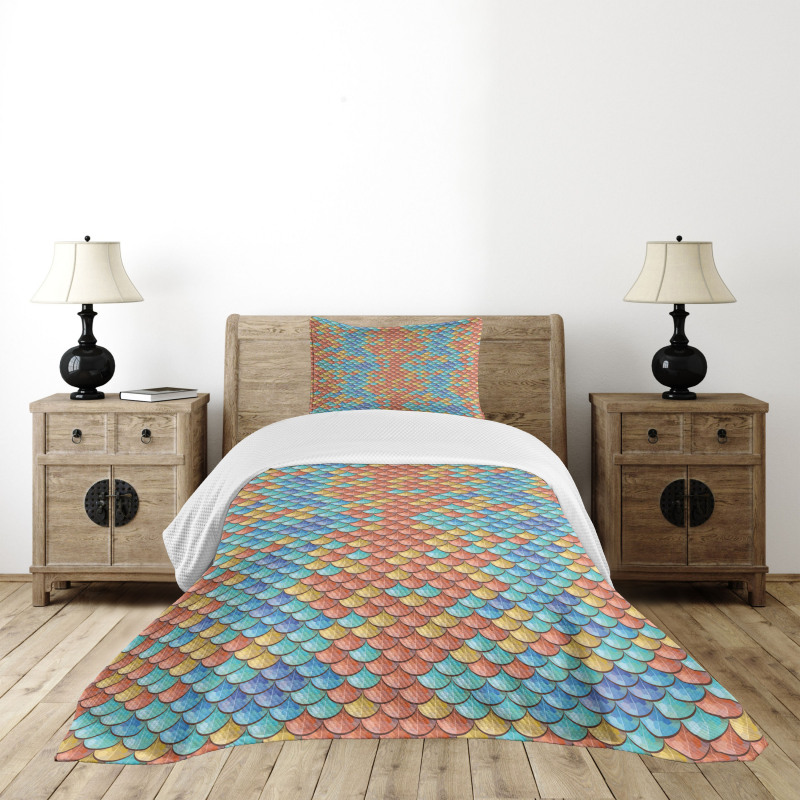 Abstract Mermaid Pattern Bedspread Set