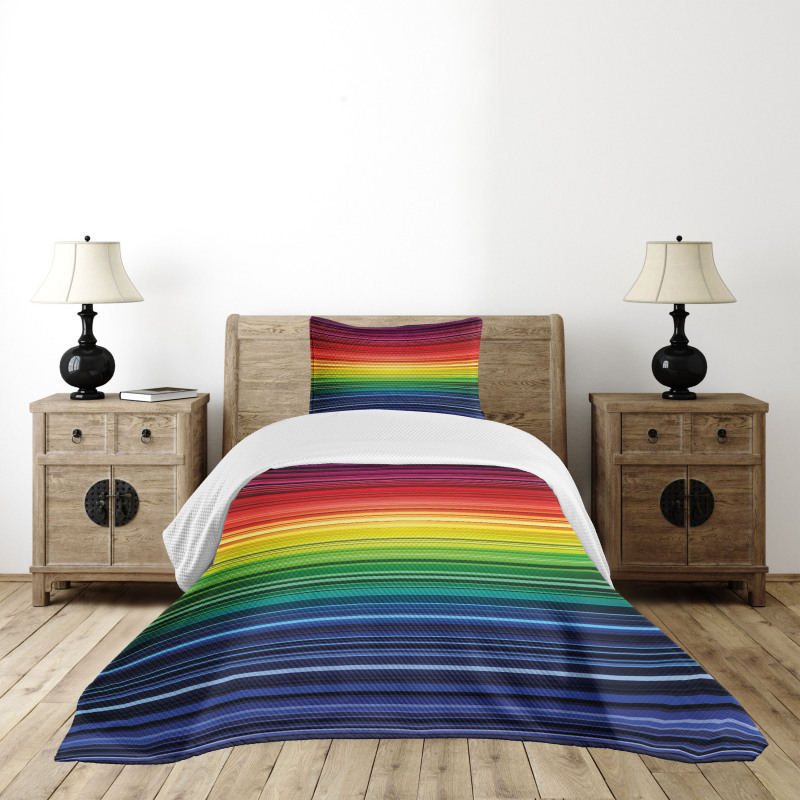 Rainbow Stripes Neon Bedspread Set