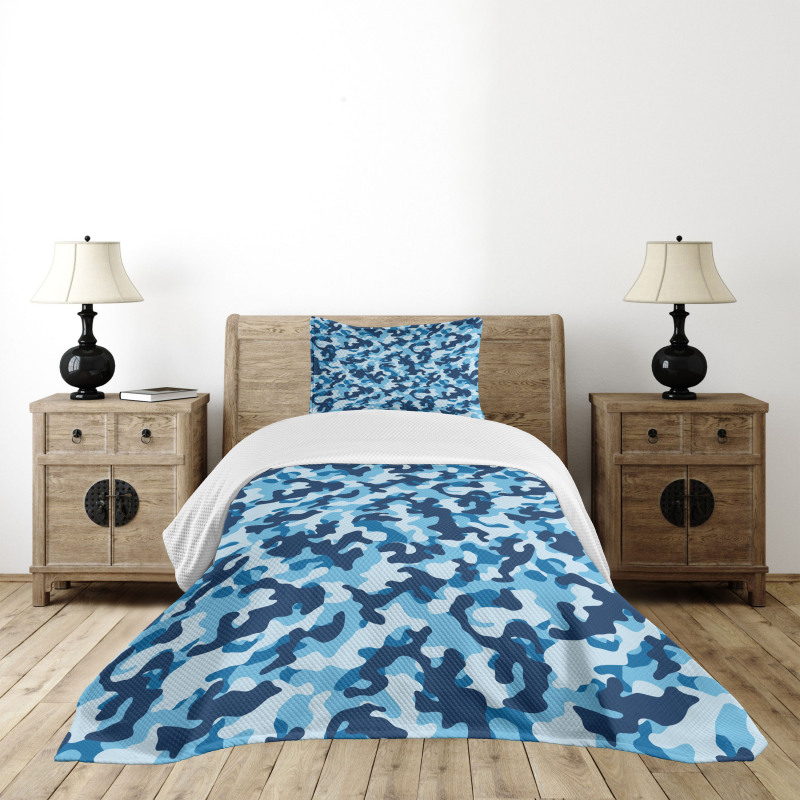 Blue Toned Design Bedspread Set