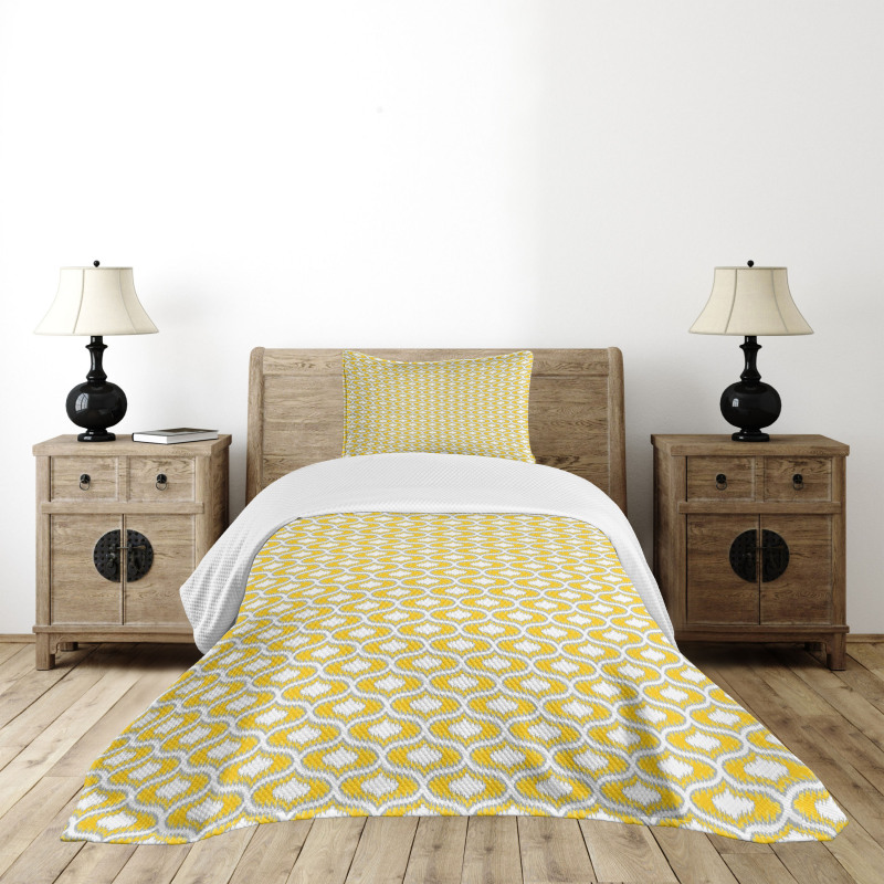 Yellow Vivid Oval Shapes Bedspread Set