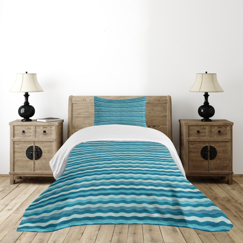 Ocean Waves Aquatic Bedspread Set