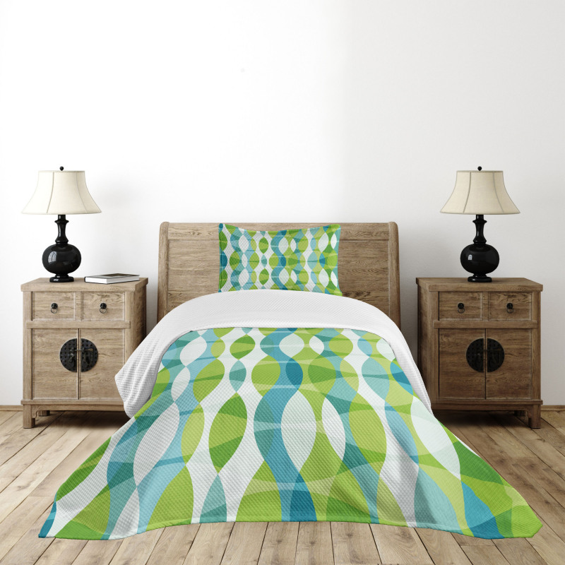 Geometric Oval Shapes Bedspread Set