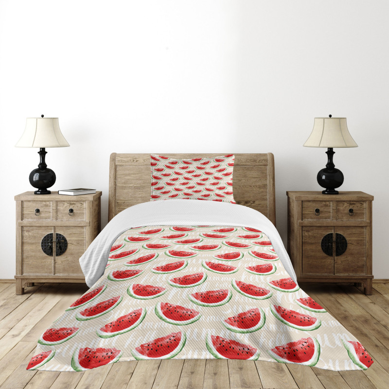 Watercolor Watermelons Bedspread Set