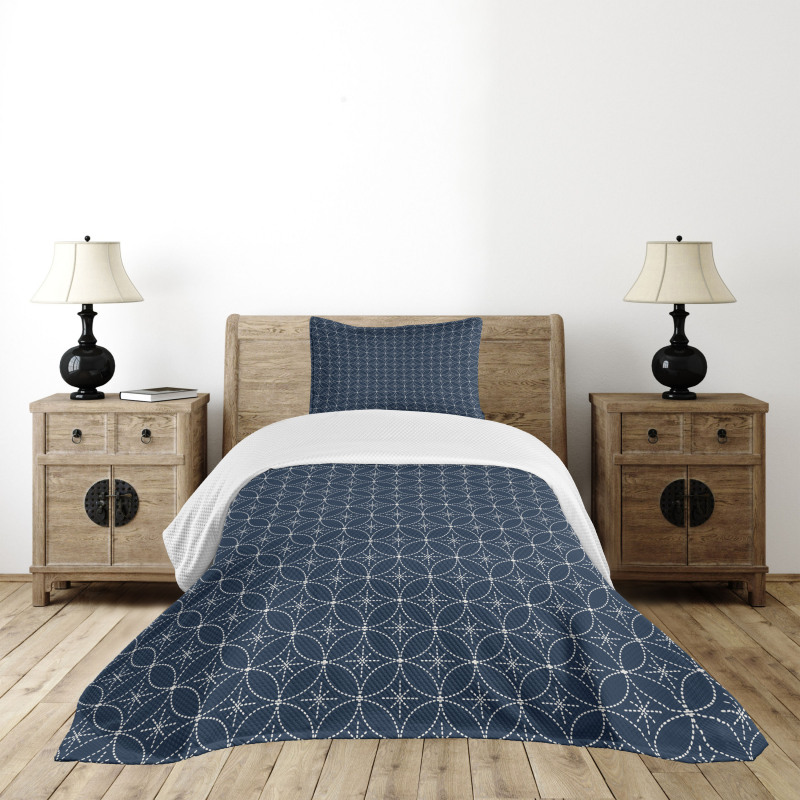 Abstract Dots Flowers Bedspread Set