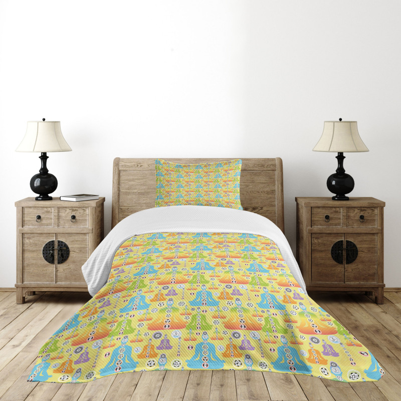 Colorful Meditaiton Man Bedspread Set