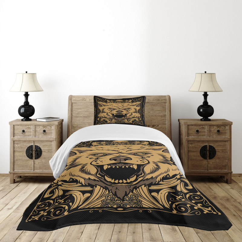 Card Style Angry Animal Bedspread Set