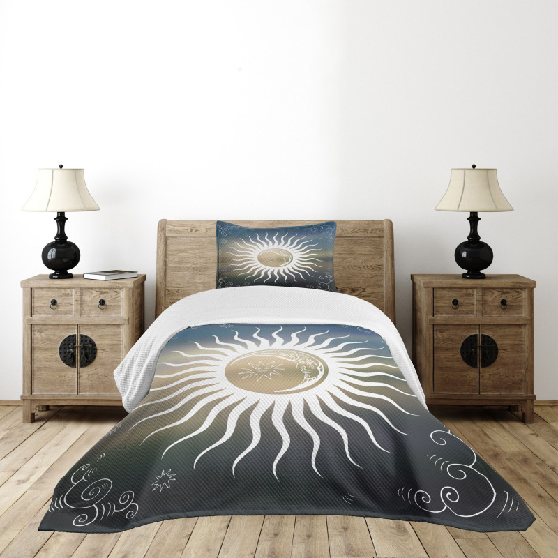 Celestial Body Silhouettes Bedspread Set