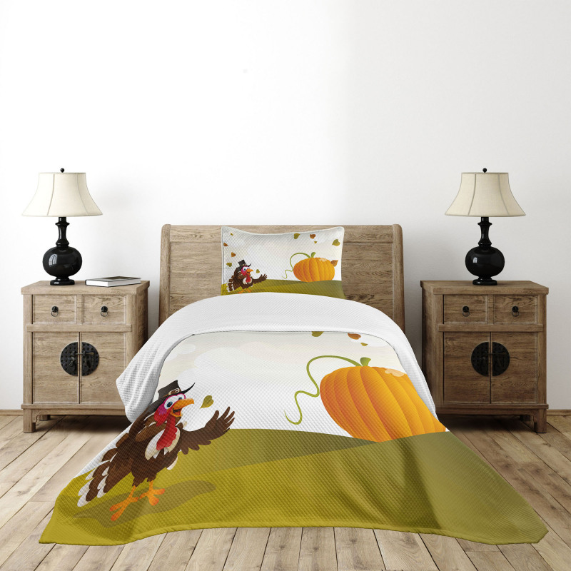 Happy Pilgrim Theme Bedspread Set