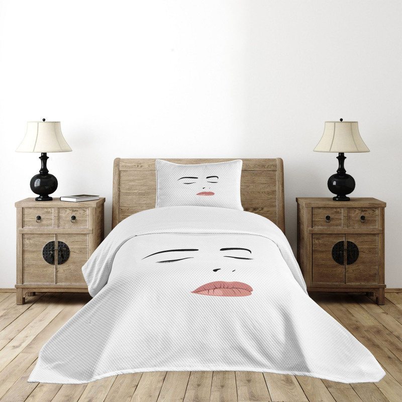 Sleeping Woman Face Bedspread Set