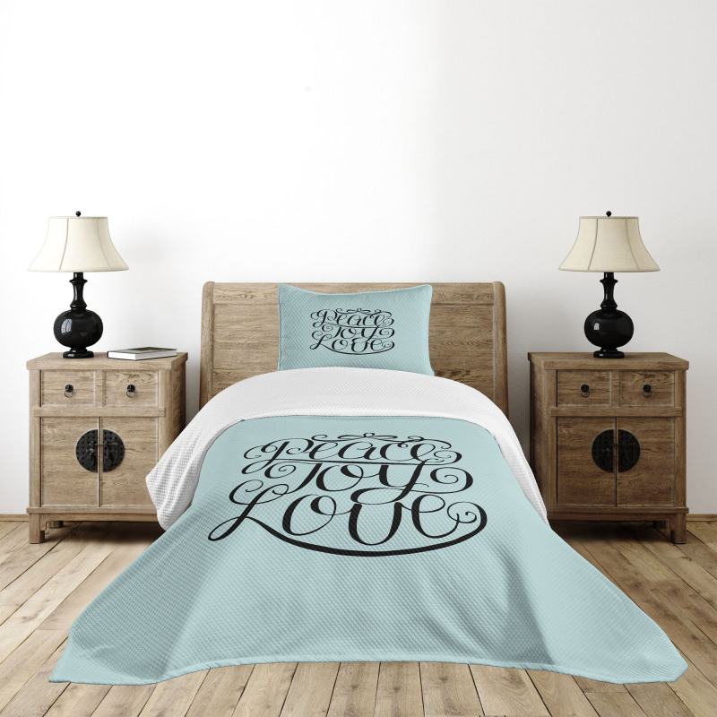 Peace Love Joy Lettering Bedspread Set