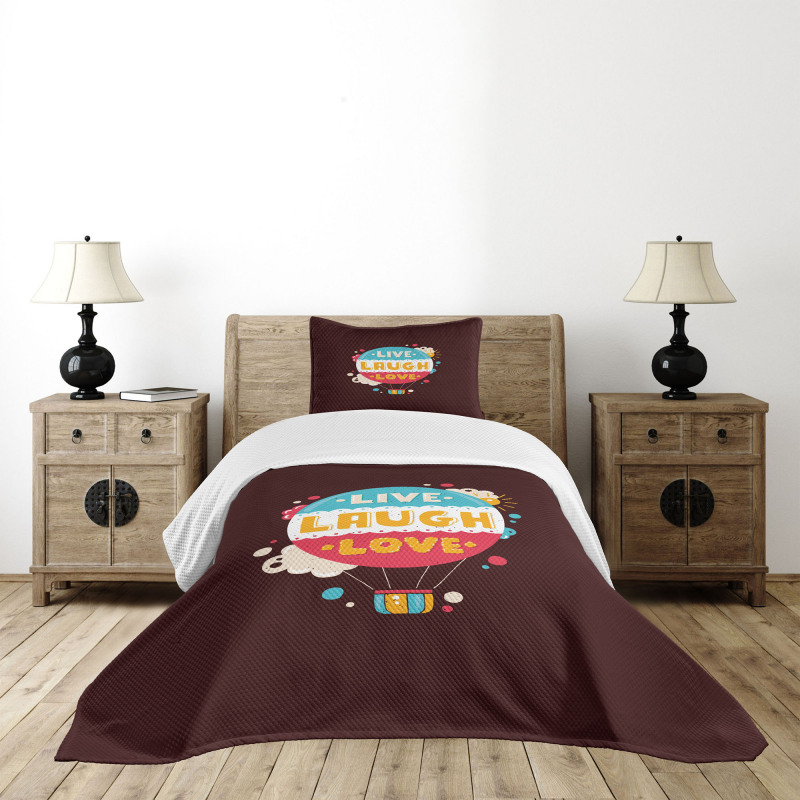 Air Balloon Cheerful Retro Bedspread Set