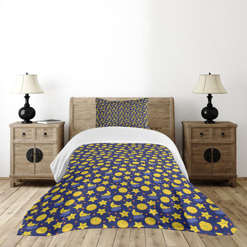 Sleeping Moon at Night Time Bedspread Set