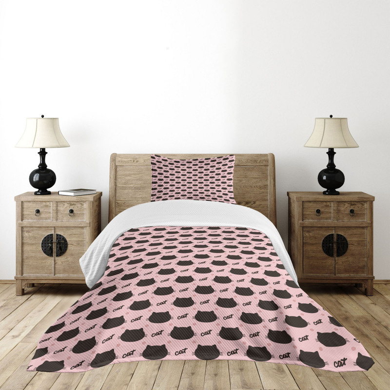 Head Silhouettes Dots Girly Bedspread Set